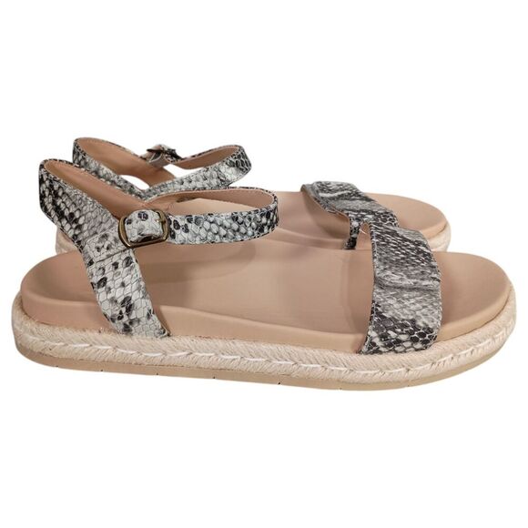 Abeo Sandals 7.5 Womens Grey Isle Strap Leather Flat Comfort Hook & Loop Casual - Picture 2 of 9